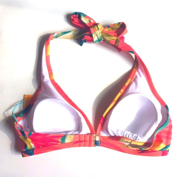 HALTER TOP CORAL LEAF🍃 BIKINI TOP - Picture 2 of 5